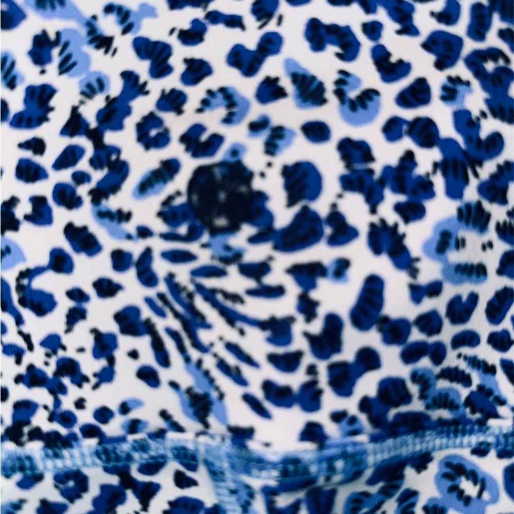 Lilly Pulitzer Abstract Blue and White Leopard Wide-Leg Pants/ Leggings szL - Picture 10 of 12